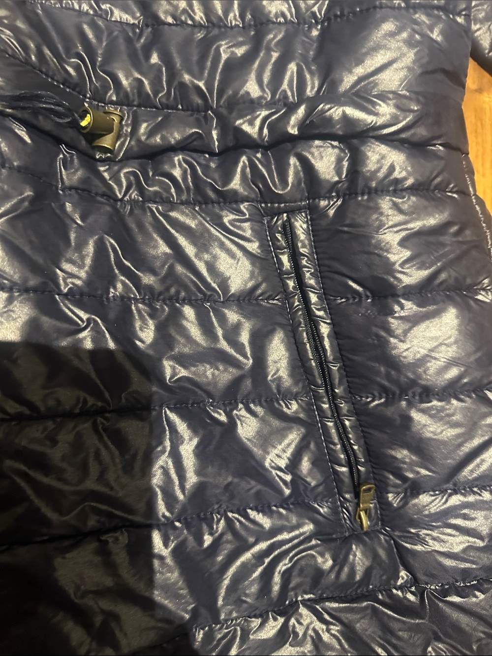 Chaps Navy Quilted Hooded Puffer Jacket - Picture 4 of 4